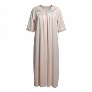 Vintage Pink Lace Trimmed Button Front Nightgown and Robe set Women's medium